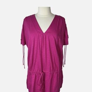 Fashion Bug Women's Pink V-Neck Top Size: 4X